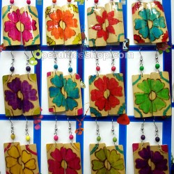 WHOLESALE PERUVIAN BAMBOO EARRINGS - FLOWER IMAGES