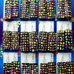 WHOLESALE PERUVIAN BAMBOO EARRINGS VARIED COLORS