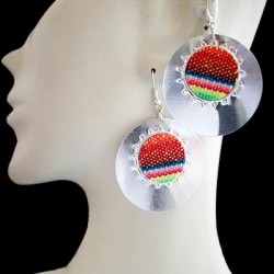 WHOLESALE PERUVIAN ALUMINIUM EARRINGS WITH CUZCO BLANKET MANTA