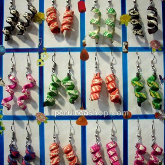WHOLESALE INCA PERUVIAN CANE ARROW EARRINGS - SPIRAL MODEL WHOLESALE INCA PERUVIAN CANE ARROW EARRINGS - SPIRAL MODEL