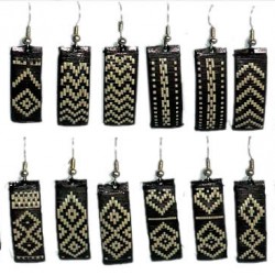 WHOLESALE INCA PERUVIAN CANE ARROW EARRINGS - NATURAL COLOR