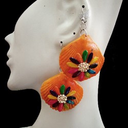 WHOLESALE INCA PERUVIAN MARINE SHELLS EARRINGS - VARIED COLORS