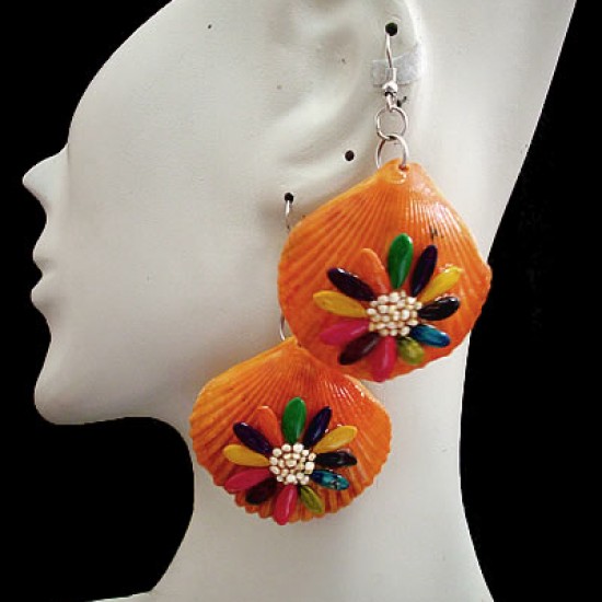 WHOLESALE INCA PERUVIAN MARINE SHELLS EARRINGS - VARIED COLORS WHOLESALE INCA PERUVIAN MARINE SHELLS EARRINGS - VARIED COLORS