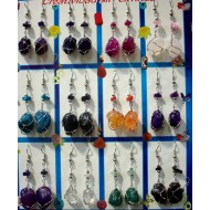 WHOLESALE INCA PERUVIAN QUARTZ STONE EARRINGS  VARIED COLORS