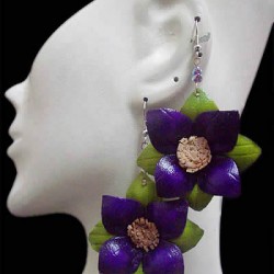WHOLESALE INCA LEATHER EARRINGS TYPE FLOWER VARIED MODEL AND COLORS