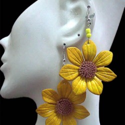 WHOLESALE INCA LEATHER EARRINGS TYPE FLOWER VARIED MODEL AND COLORS