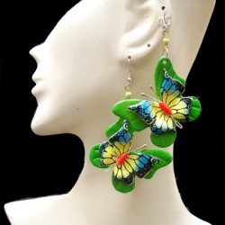 WHOLESALE INCA LEATHER EARRINGS TYPE BUTTERFLY VARIED COLORS