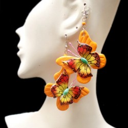 WHOLESALE INCA LEATHER EARRINGS TYPE BUTTERFLY VARIED COLORS