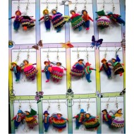 WHOLESALE INCA EARRINGS IMAGE "CHOLITOS" MADE OF ANDEAN FABRIC