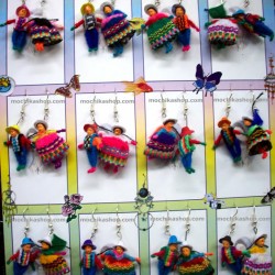 WHOLESALE INCA EARRINGS IMAGE "CHOLITOS" MADE OF ANDEAN FABRIC