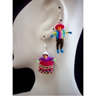 WHOLESALE INCA EARRINGS IMAGE "CHOLITOS" MADE OF ANDEAN FABRIC