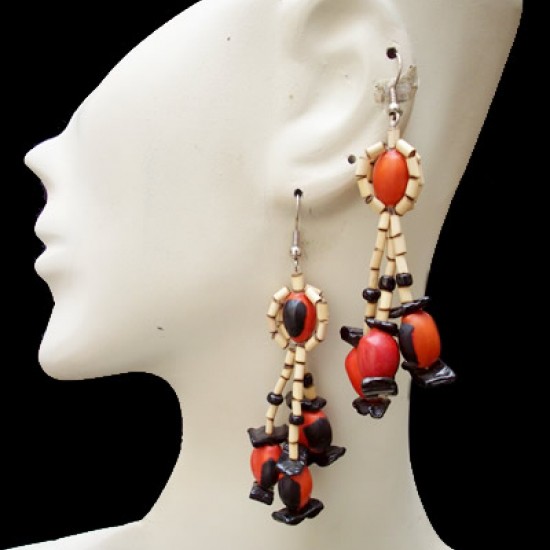 WHOLESALE HUAYRURO SEEDS EARRINGS WITH BAMBOO WHOLESALE HUAYRURO SEEDS EARRINGS WITH BAMBOO