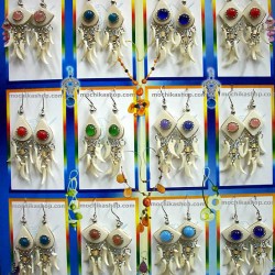 WHOLESALE INCA BONE EARRINGS WITH GRAVEL STONE AND MURANO GLASS STONE
