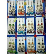 WHOLESALE INCA BONE EARRINGS WITH GRAVEL STONE AND MURANO GLASS STONE