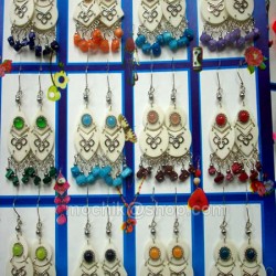 WHOLESALE INCA BONE EARRINGS WITH GRAVEL STONE AND MURANO GLASS STONE