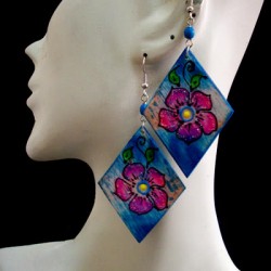 WHOLESALE WOOD EARRINGS - FLOWER IMAGES