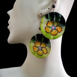 WHOLESALE WOOD EARRINGS - FLOWER IMAGES