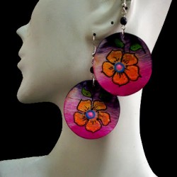 WHOLESALE WOOD EARRINGS - FLOWER IMAGES