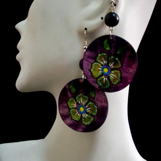 WHOLESALE WOOD EARRINGS - FLOWER IMAGES WHOLESALE WOOD EARRINGS - FLOWER IMAGES