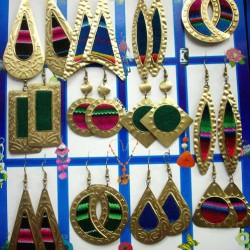 WHOLESALE INCA PERUVIAN CUZCO BLANKET EARRINGS WITH BRONZE