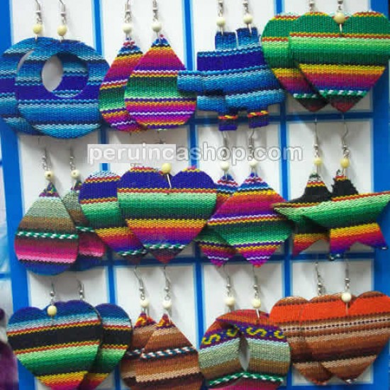 WHOLESALE INCA PERUVIAN CUZCO BLANKET EARRINGS VARIED MODELS AND COLORS WHOLESALE INCA PERUVIAN CUZCO BLANKET EARRINGS VARIED MODELS AND COLORS