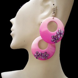WHOLESALE NACRE EARRINGS TYPE DONUT -  VARIED COLORS