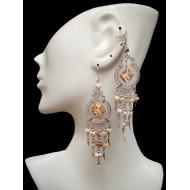 WHOLESALE INCA PERUVIAN STONE EARRINGS WITH GRAVEL STONE - VARIED COLORS