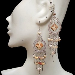 WHOLESALE INCA PERUVIAN STONE EARRINGS WITH GRAVEL STONE - VARIED COLORS