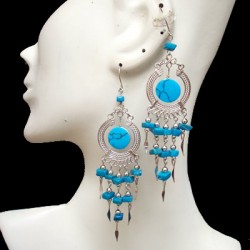 WHOLESALE INCA PERUVIAN STONE EARRINGS WITH GRAVEL STONE - VARIED COLORS