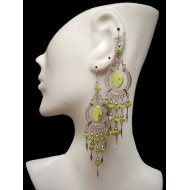 WHOLESALE INCA PERUVIAN STONE EARRINGS WITH GRAVEL STONE - VARIED COLORS