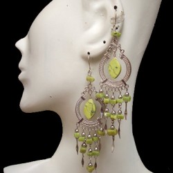 WHOLESALE INCA PERUVIAN STONE EARRINGS WITH GRAVEL STONE - VARIED COLORS
