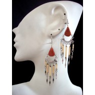 WHOLESALE INCA PERUVIAN STONE EARRINGS WITH BAMBOO