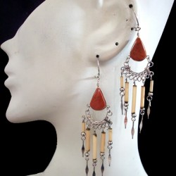 WHOLESALE INCA PERUVIAN STONE EARRINGS WITH BAMBOO