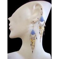 WHOLESALE INCA PERUVIAN STONE EARRINGS WITH BAMBOO VARIED COLORS