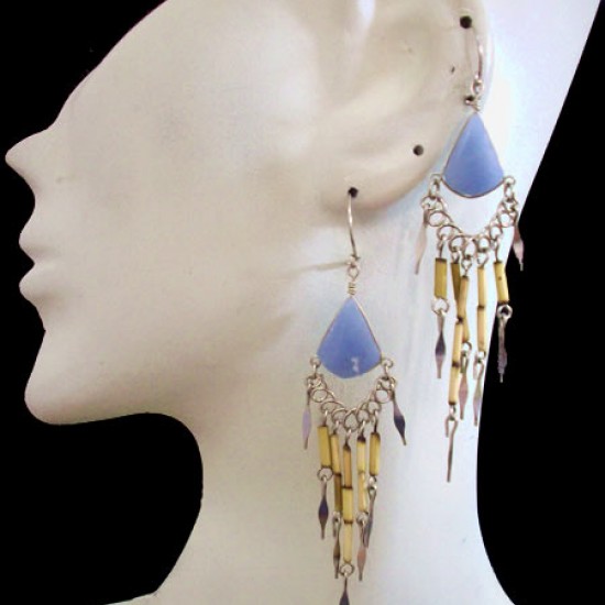 WHOLESALE INCA PERUVIAN STONE EARRINGS WITH BAMBOO VARIED COLORS WHOLESALE INCA PERUVIAN STONE EARRINGS WITH BAMBOO VARIED COLORS