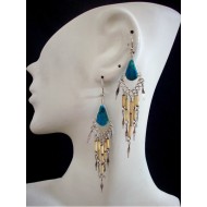WHOLESALE INCA PERUVIAN STONE EARRINGS WITH BAMBOO
