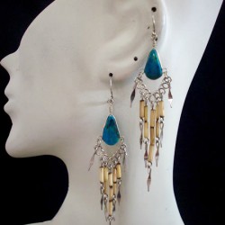 WHOLESALE INCA PERUVIAN STONE EARRINGS WITH BAMBOO