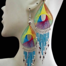 WHOLESALE ALPACA SILVER THREAD EARRINGS RACQUET DESIGN WITH CANUTILLO