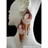 WHOLESALE ALPACA SILVER THREAD EARRINGS RACQUET DESIGN WITH CANUTILLO