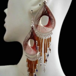 WHOLESALE ALPACA SILVER THREAD EARRINGS RACQUET DESIGN WITH CANUTILLO