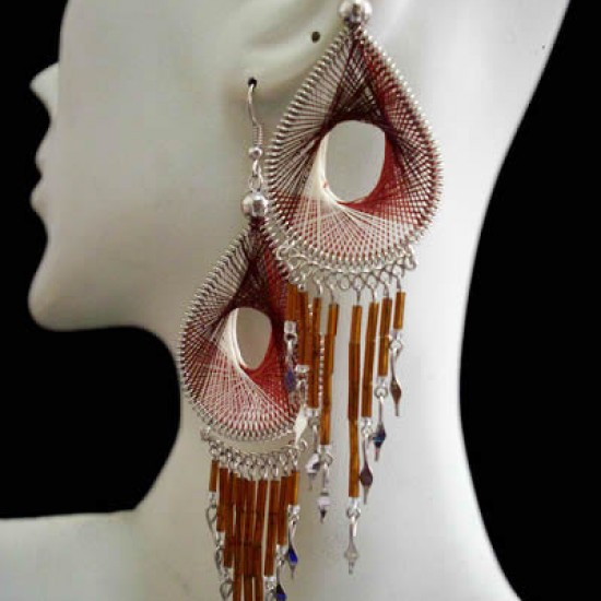 WHOLESALE ALPACA SILVER THREAD EARRINGS RACQUET DESIGN WITH CANUTILLO WHOLESALE ALPACA SILVER THREAD EARRINGS RACQUET DESIGN WITH CANUTILLO