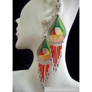 WHOLESALE ALPACA SILVER THREAD EARRINGS RACQUET DESIGN WITH CANUTILLO