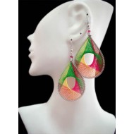 WHOLESALE ALPACA SILVER THREAD EARRINGS RACQUET DESIGN WITH HOLE