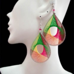 WHOLESALE ALPACA SILVER THREAD EARRINGS RACQUET DESIGN WITH HOLE