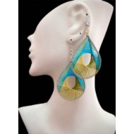 WHOLESALE ALPACA SILVER THREAD EARRINGS RACQUET DESIGN WITH HOLE