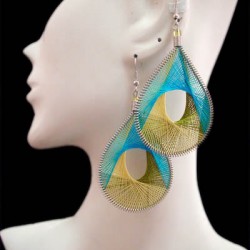 WHOLESALE ALPACA SILVER THREAD EARRINGS RACQUET DESIGN WITH HOLE