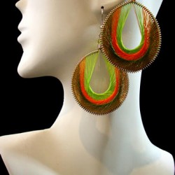 WHOLESALE INCA ALPACA SILVER THREAD EARRINGS ROUND DESIGN WITH HOLE