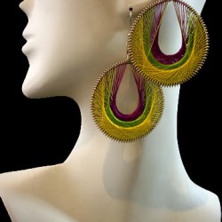 WHOLESALE INCA ALPACA SILVER THREAD EARRINGS ROUND DESIGN WITH HOLE