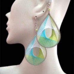 WHOLESALE ALPACA SILVER THREAD EARRINGS RACQUET DESIGN WITH HOLE