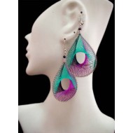 WHOLESALE ALPACA SILVER THREAD EARRINGS RACQUET DESIGN WITH HOLE